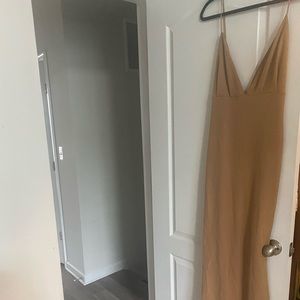 Misguided maxi fishtail dress tan US 12/14